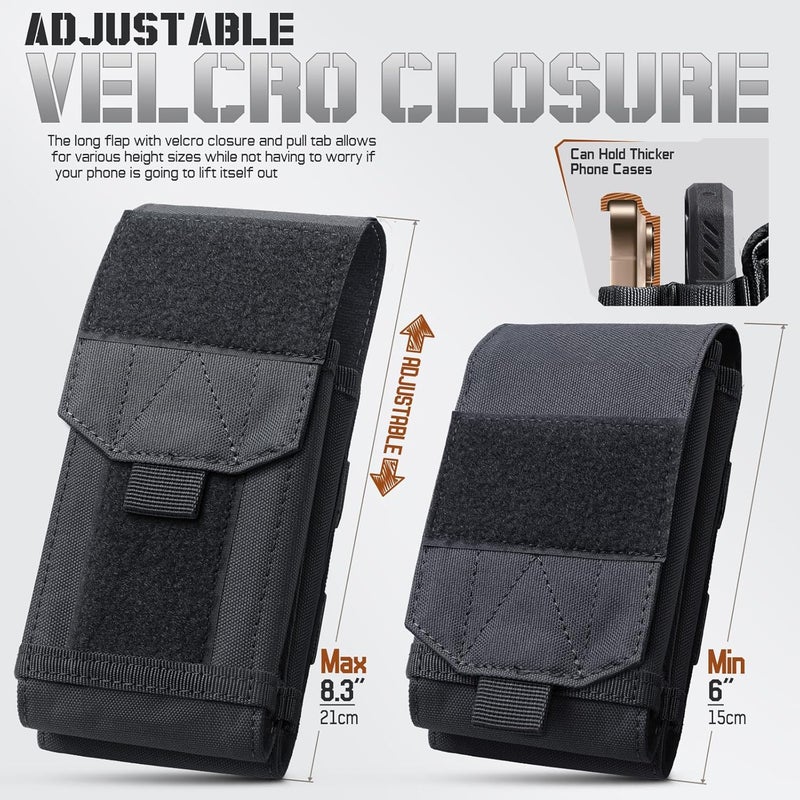 RXW Molle Phone Pouch Tactical Phone Holster Universal Dual Cell Phone Holder Utility EDC Pouch with US Flag Patch - Image 3